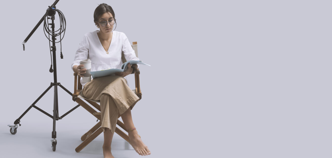 Actress reading a play script